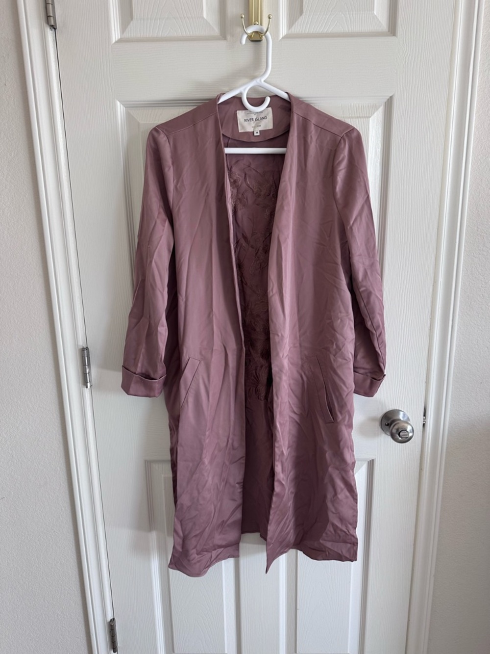 River Island Dusty Rose Satin Longline Robe